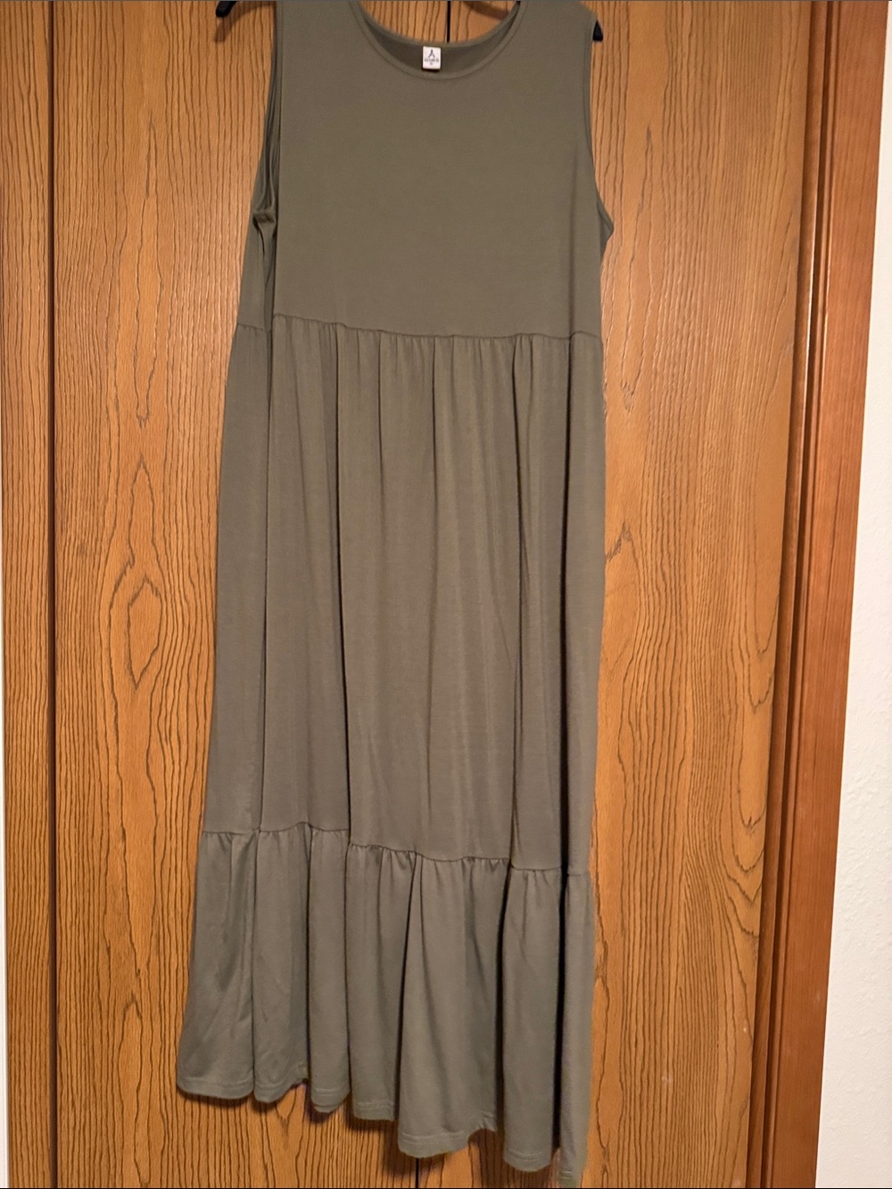 Sleeveless Tiered Maxi Dress in Olive Green